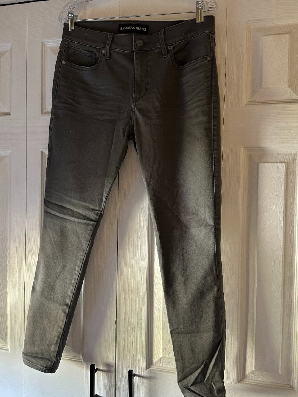 Express Mid Rise Legging Jeans Size 10S Gray Coated Stretch Skinny Jeans